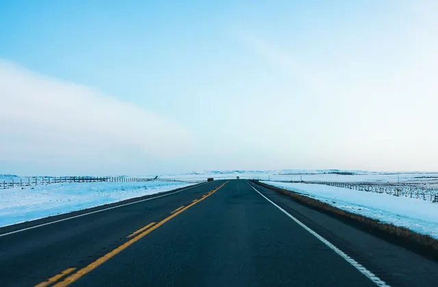 Winter prairie road